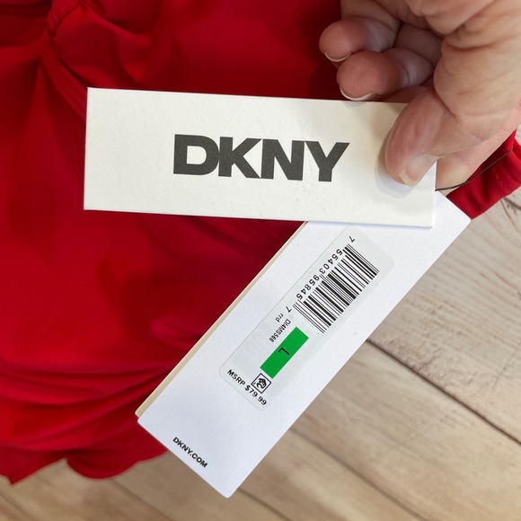 NEW WITH TAGS DKNY CABANA PLUNGE RING FRONT ONE PIECE SWIMSUIT‎ IN RED - Picture 7 of 7